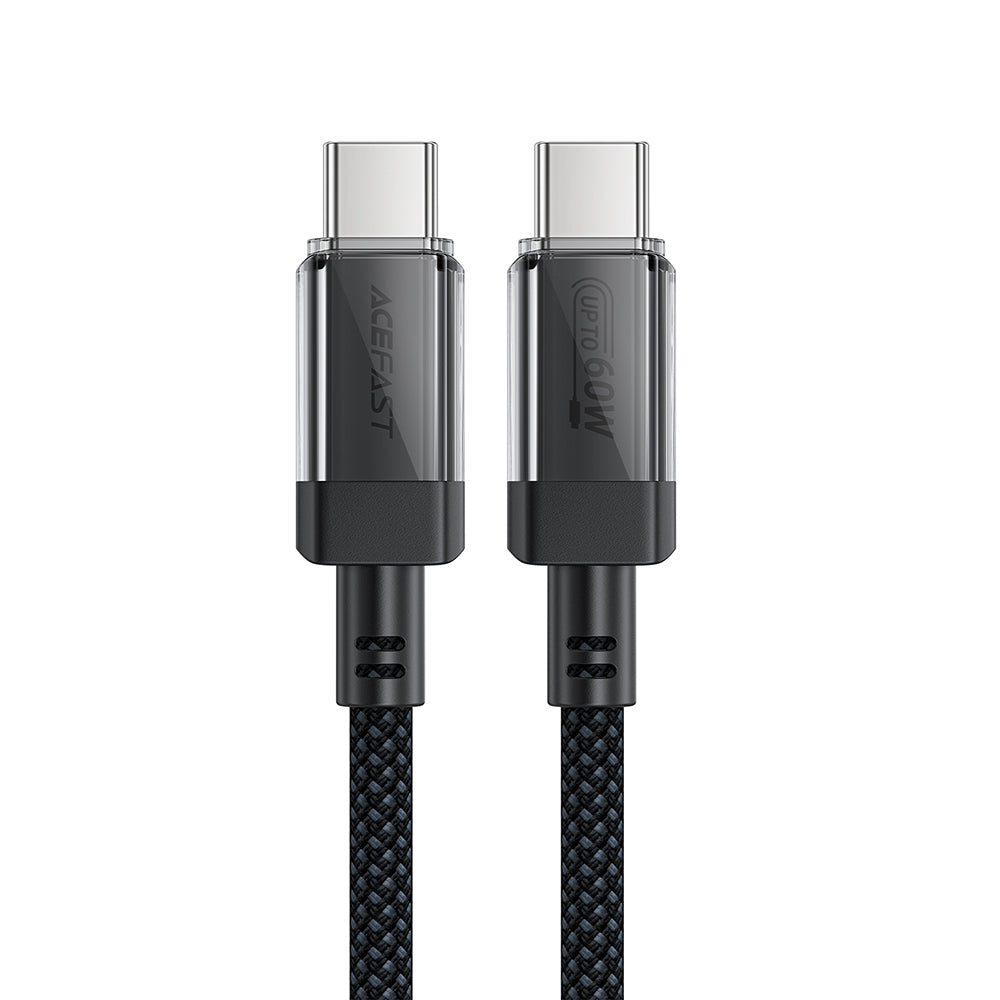 Kabl za prenos podataka i punjenje USB-C - USB-C Acefast C12-03, 60W, 1.2m, Crni