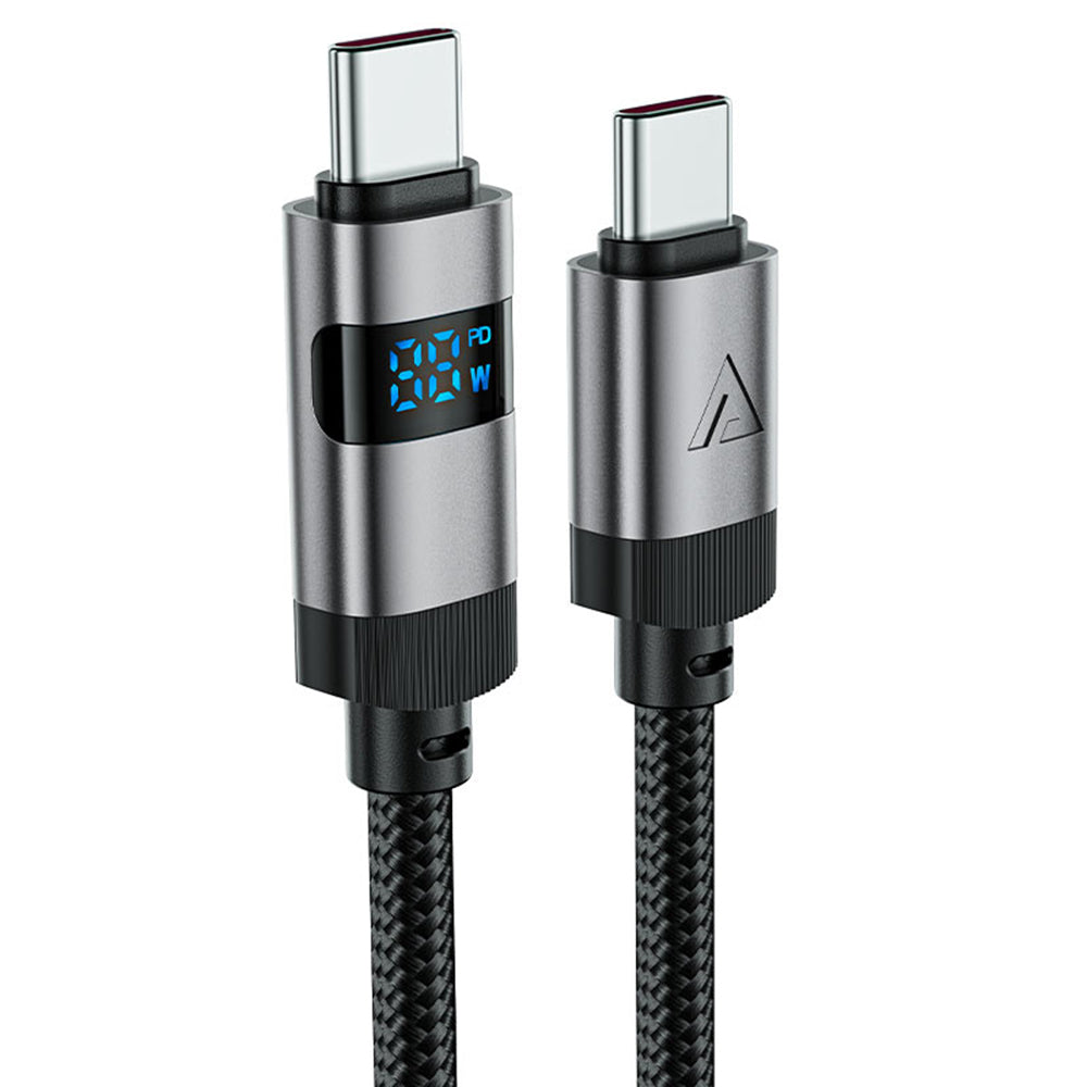 Kabl za prenos podataka i punjenje USB-C - USB-C Acefast C15-03 Display, 60W, 1.2m, Crni