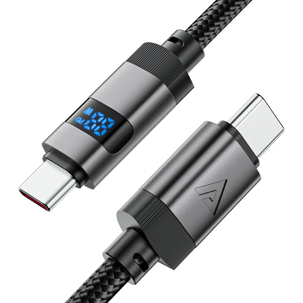 Kabl za prenos podataka i punjenje USB-C - USB-C Acefast C15-03 Display, 60W, 1.2m, Crni