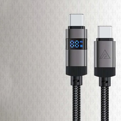 Kabl za prenos podataka i punjenje USB-C - USB-C Acefast C15-03 Display, 60W, 1.2m, Crni