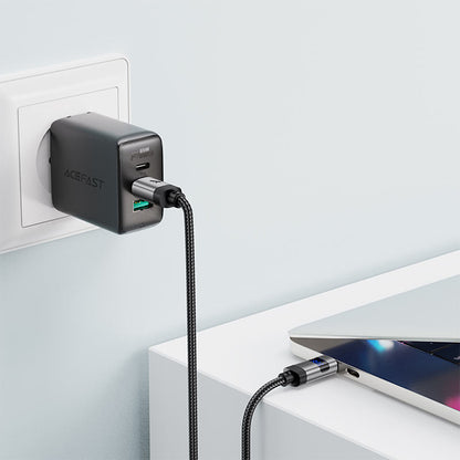 Kabl za prenos podataka i punjenje USB-C - USB-C Acefast C15-03 Display, 60W, 1.2m, Crni