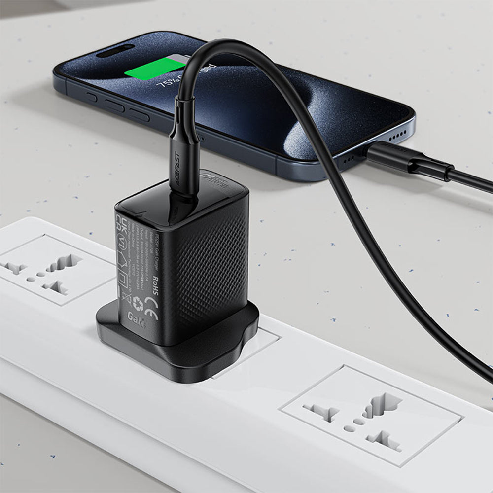 Kabl za Prenos Podataka i Punjenje USB-C - USB-C Acefast C17-03, 60W, 1.2m, Crni