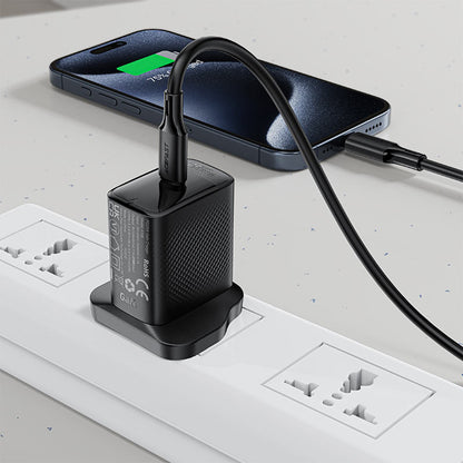 Kabl za Prenos Podataka i Punjenje USB-C - USB-C Acefast C17-03, 60W, 1.2m, Crni
