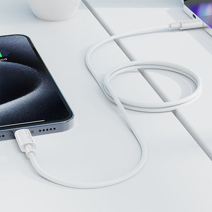 Kabl za prenos podataka i punjenje USB-C - USB-C Acefast C18-03, 60W, 1.2m, Beli