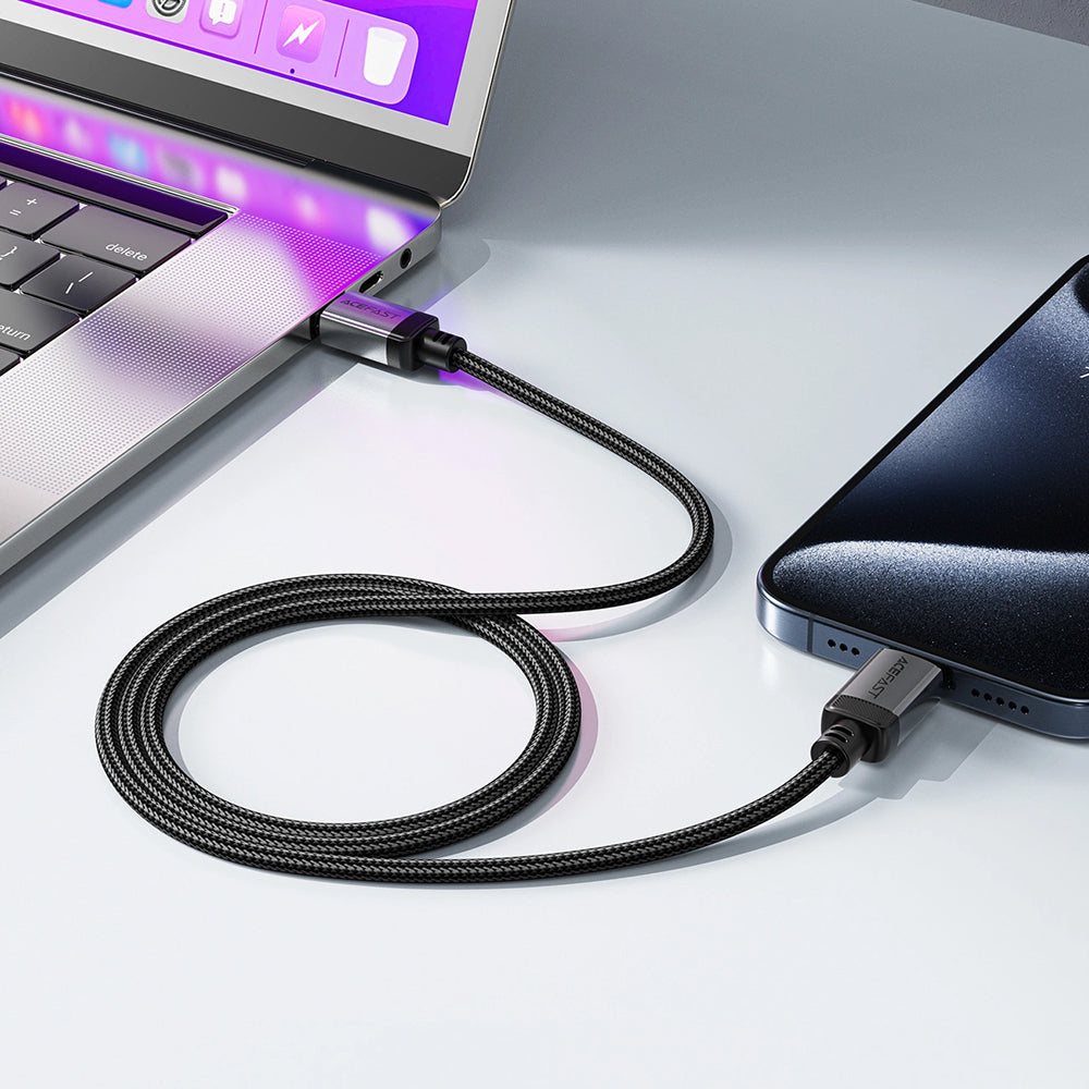 Kabl za prenos podataka i punjenje USB-C - USB-C Acefast C20-03, 60W, 1.2m, Crni