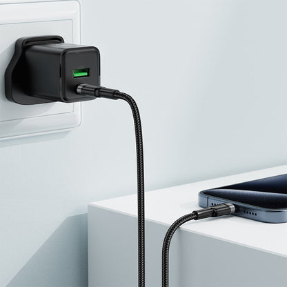 Kabl za prenos podataka i punjenje USB-C - USB-C Acefast C22-03, 60W, 1.2m, Crni