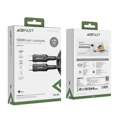 Kabl za prenos podataka i punjenje USB-C - USB-C Acefast C4-03, 100W, 2m, Crni