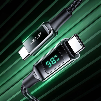 Kabl za Prenos Podataka i Punjenje USB-C - USB-C Acefast C6-03 Display, 100W, 2m, Crni