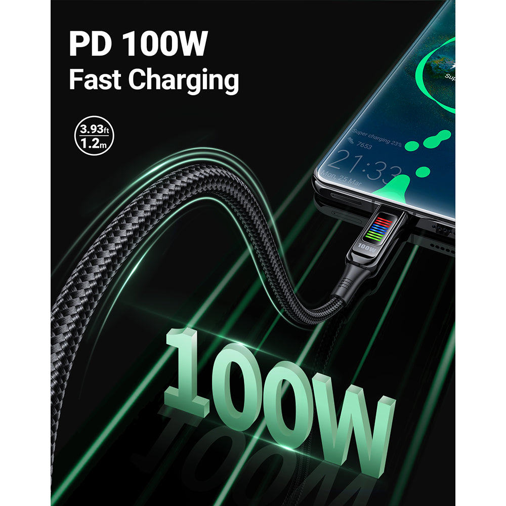 Kabl za Prenos Podataka i Punjenje USB-C - USB-C Acefast C7-03, 100W, 1.2m, Crni
