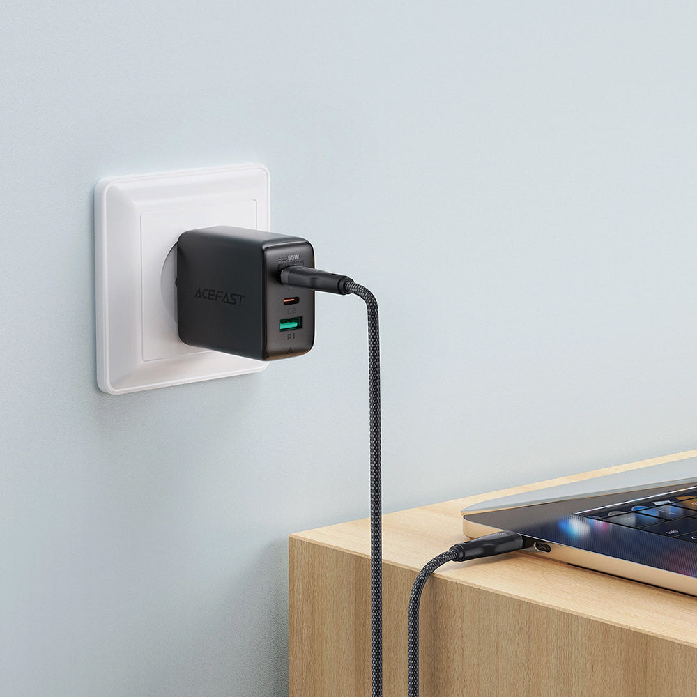 Kabl za prenos podataka i punjenje USB-C - USB-C Acefast C8-03, 60W, 1.2m, Crni