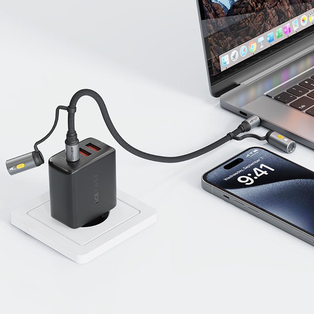 Kabl za prenos podataka i punjenje USB-C / Lanterna - USB-C / Upaljač Acefast J4, 60W, 1.2m, Crna