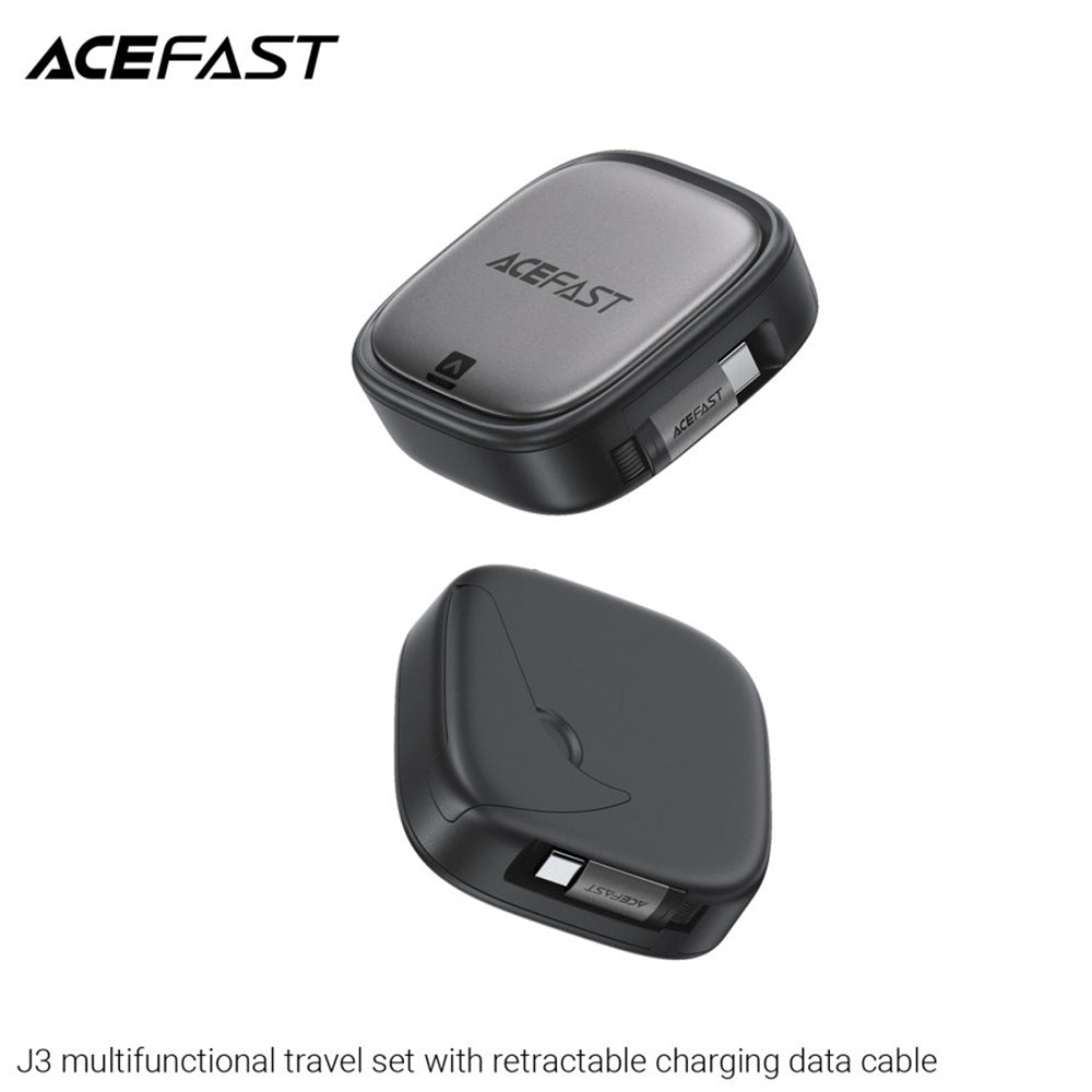 Kabl za prenos podataka i punjenje USB-C - USB-C Acefast Travel J3, 60W, 0.95m, Crni