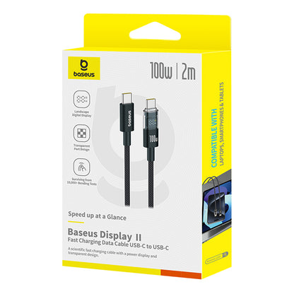 Kabl za prenos podataka i punjenje USB-C - USB-C Baseus Display 2, 100W, 2m, Crni P10377706123-00