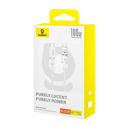 Kabl za Prenos Podataka i Punjenje USB-C - USB-C Baseus Gem, 100W, 1m, Beli P10373000211-00