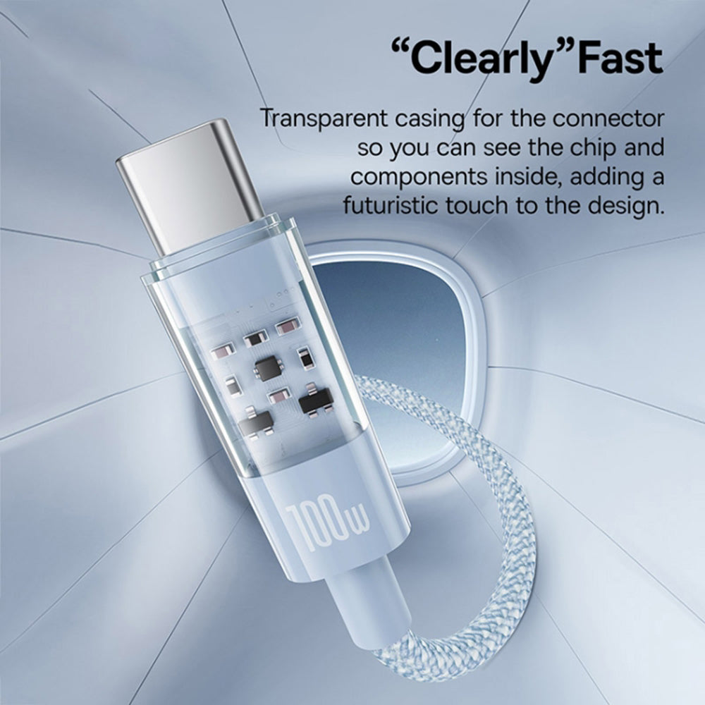 Kabl za prenos podataka i punjenje USB-C - USB-C Baseus Gem, 100W, 1m, Plava P10373000311-00