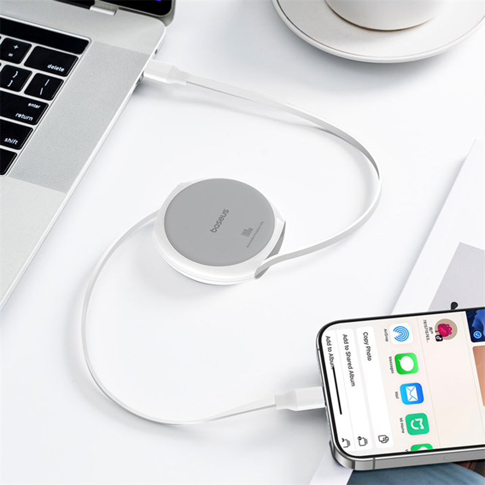 Kabl za prenos podataka i punjenje USB-C - USB-C Baseus Pathfinder Retractable, 100W, 1m, Beli P10368400211-00