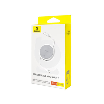 Kabl za prenos podataka i punjenje USB-C - USB-C Baseus Pathfinder Retractable, 100W, 1m, Beli P10368400211-00