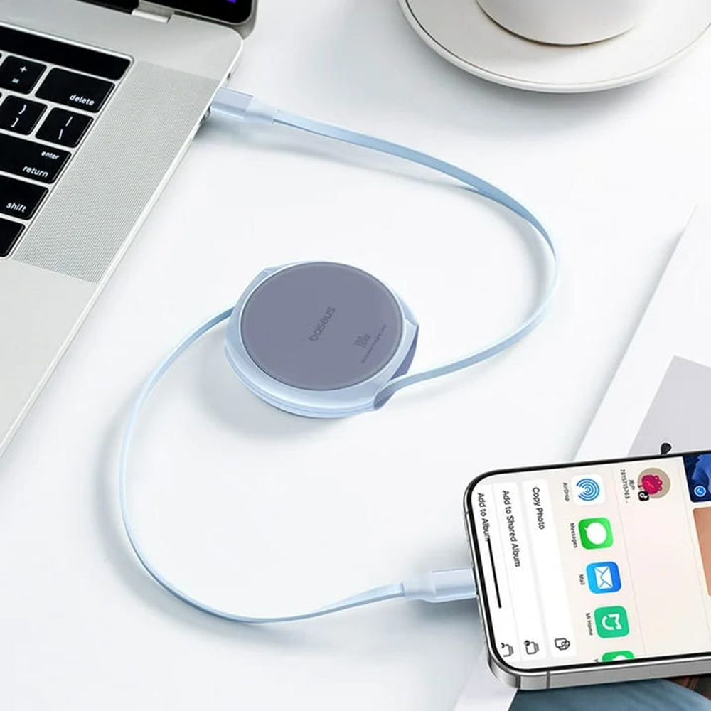 Kabl za prenos podataka i punjenje USB-C - USB-C Baseus Pathfinder Retractable, 100W, 1m, Plavi P10368400311-00