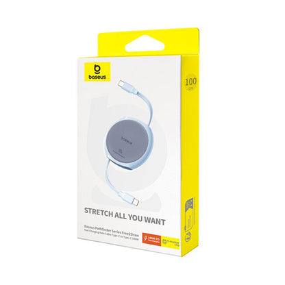 Kabl za prenos podataka i punjenje USB-C - USB-C Baseus Pathfinder Retractable, 100W, 1m, Plavi P10368400311-00