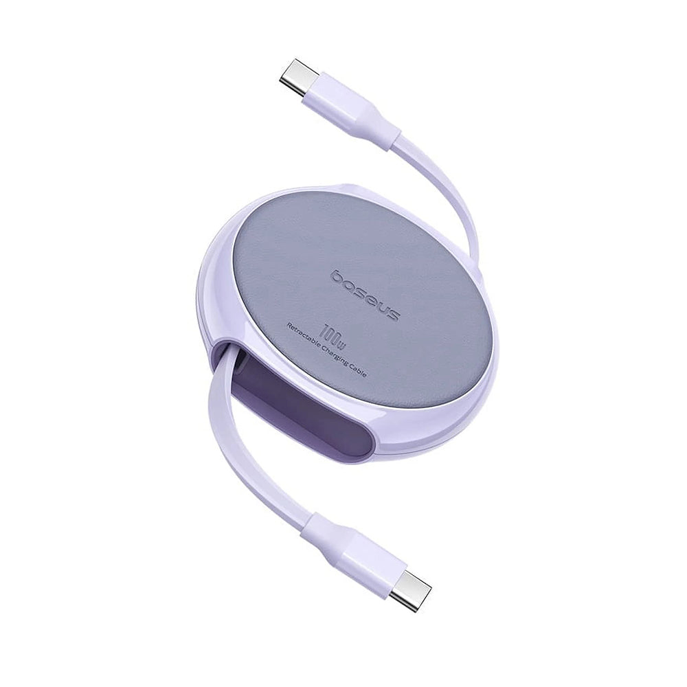 Kabl za prenos podataka i punjenje USB-C - USB-C Baseus Pathfinder Retractable, 100W, 1m, Ljubičasti P10368400511-00