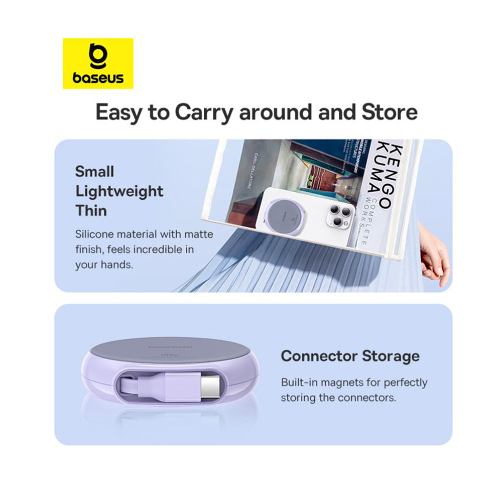 Kabl za prenos podataka i punjenje USB-C - USB-C Baseus Pathfinder Retractable, 100W, 1m, Ljubičasti P10368400511-00