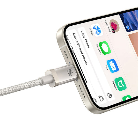 Kabl za Prenos Podataka i Punjenje USB-C - USB-C Baseus Titanium, 100W, 2m, Srebrni P10378100G21-01