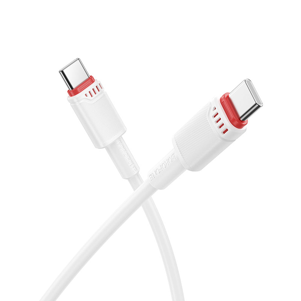 Kabl za podatke i punjenje USB-C - USB-C Borofone BX110 Beneficio, 60W, 1m, Beli