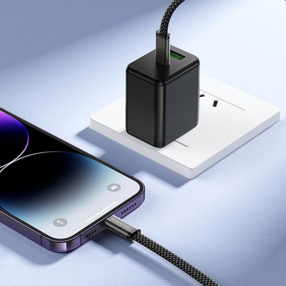 USB-C - USB-C kabl za prenos podataka i punjenje Borofone BX124 Peace, 30W, 1m, Crni