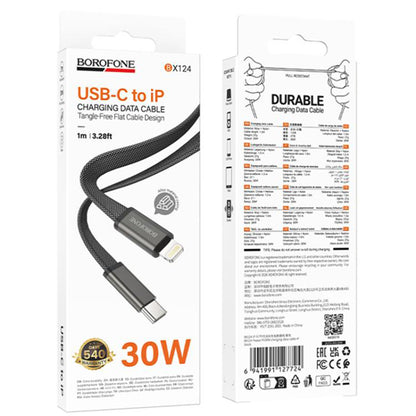 USB-C - USB-C kabl za prenos podataka i punjenje Borofone BX124 Peace, 30W, 1m, Crni