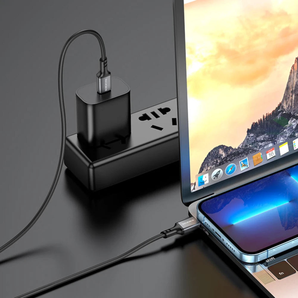 Kabl za podatke i punjenje USB-C - USB-C Borofone BX83, 60W, 1m, Crni