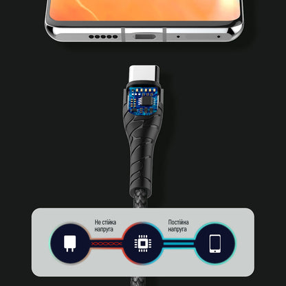 Kabl za podatke i punjenje USB-C - USB-C ColorWay CW-CBPDCC040, 65W, 1m, Sivi