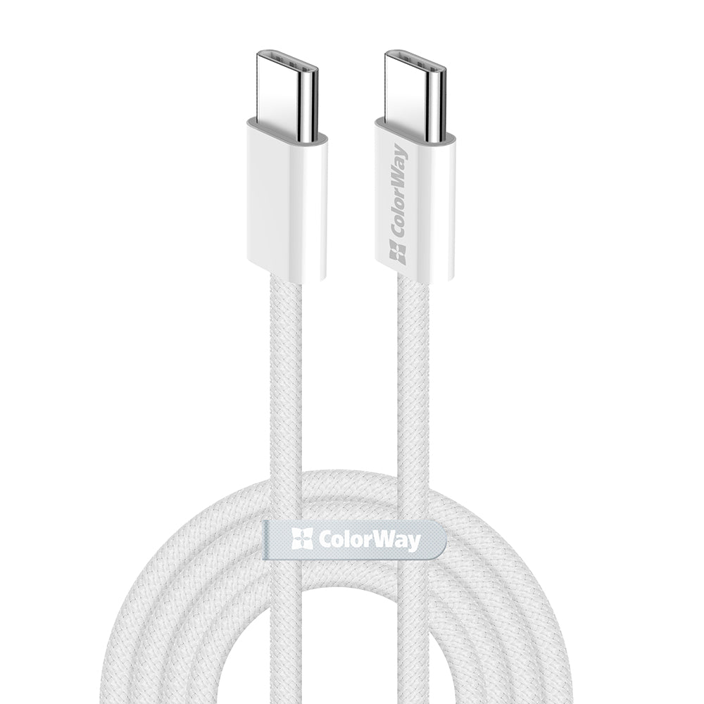 Kabl za prenos podataka i punjenje USB-C - USB-C ColorWay CW-CBPDCC061, 60W, 1m, Sivi