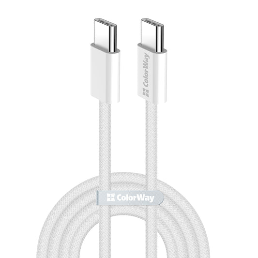 Kabl za prenos podataka i punjenje USB-C - USB-C ColorWay CW-CBPDCC061, 60W, 1m, Sivi