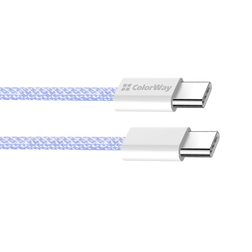 Kabl za prenos podataka i punjenje USB-C - USB-C ColorWay CW-CBPDCC061, 60W, 1m, Ljubičasti