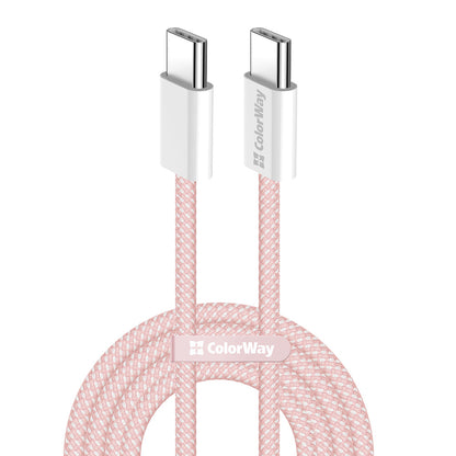 Kabl za prenos podataka i punjenje USB-C - USB-C ColorWay CW-CBPDCC061, 60W, 1m, Roze