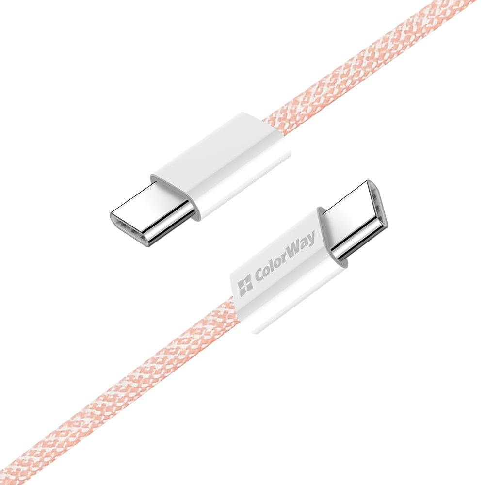 Kabl za prenos podataka i punjenje USB-C - USB-C ColorWay CW-CBPDCC061, 60W, 1m, Roze