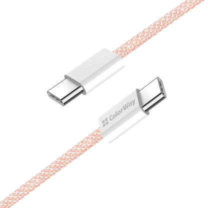 Kabl za prenos podataka i punjenje USB-C - USB-C ColorWay CW-CBPDCC061, 60W, 1m, Roze