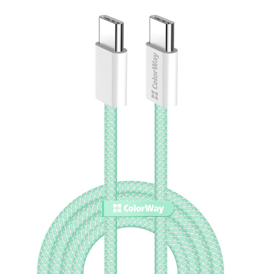 Kabl za Prenos Podataka i Punjenje USB-C - USB-C ColorWay CW-CBPDCC061, 60W, 1m, Zelen