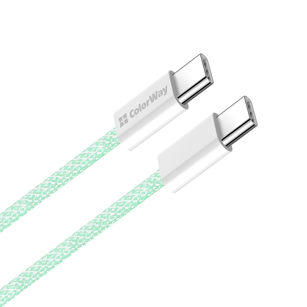 Kabl za Prenos Podataka i Punjenje USB-C - USB-C ColorWay CW-CBPDCC061, 60W, 1m, Zelen
