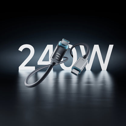 USB-C - USB-C kabl za prenos podataka i punjenje Cuktech CTC620P Display, 240W, 2m, Crni CCTC620POSBK