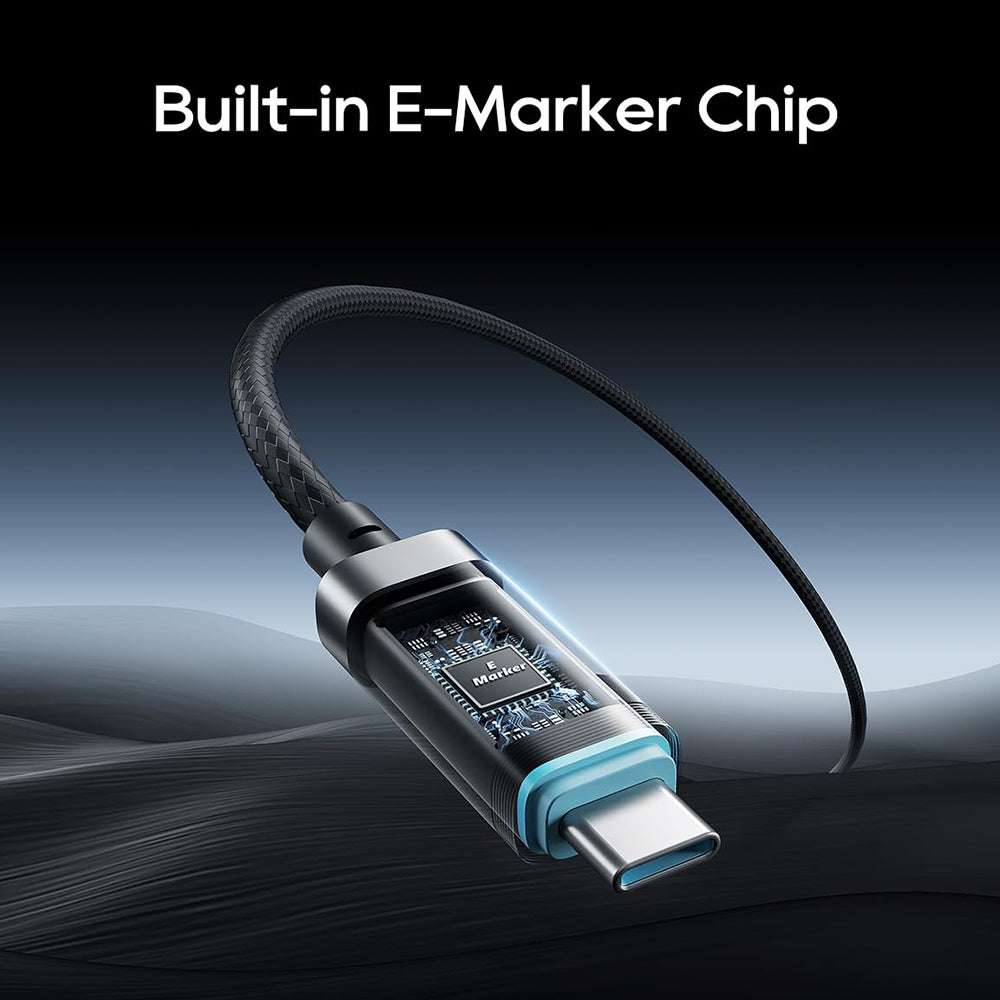 USB-C - USB-C kabl za prenos podataka i punjenje Cuktech CTC620P Display, 240W, 2m, Crni CCTC620POSBK