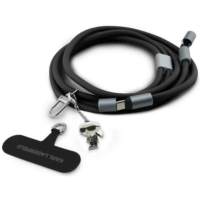 Kabl za prenos podataka i punjenje USB-C - USB-C Karl Lagerfeld Ikonik Charm, 100W, 1.5m, Crni