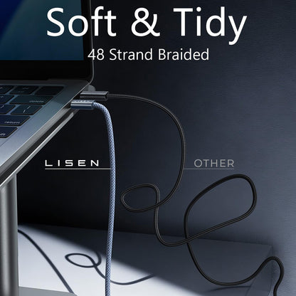 Kabl za podatke i punjenje USB-C - USB-C Lisen, 240W, 2m, Set 2 komada, Tamnoplavi YL0123070023