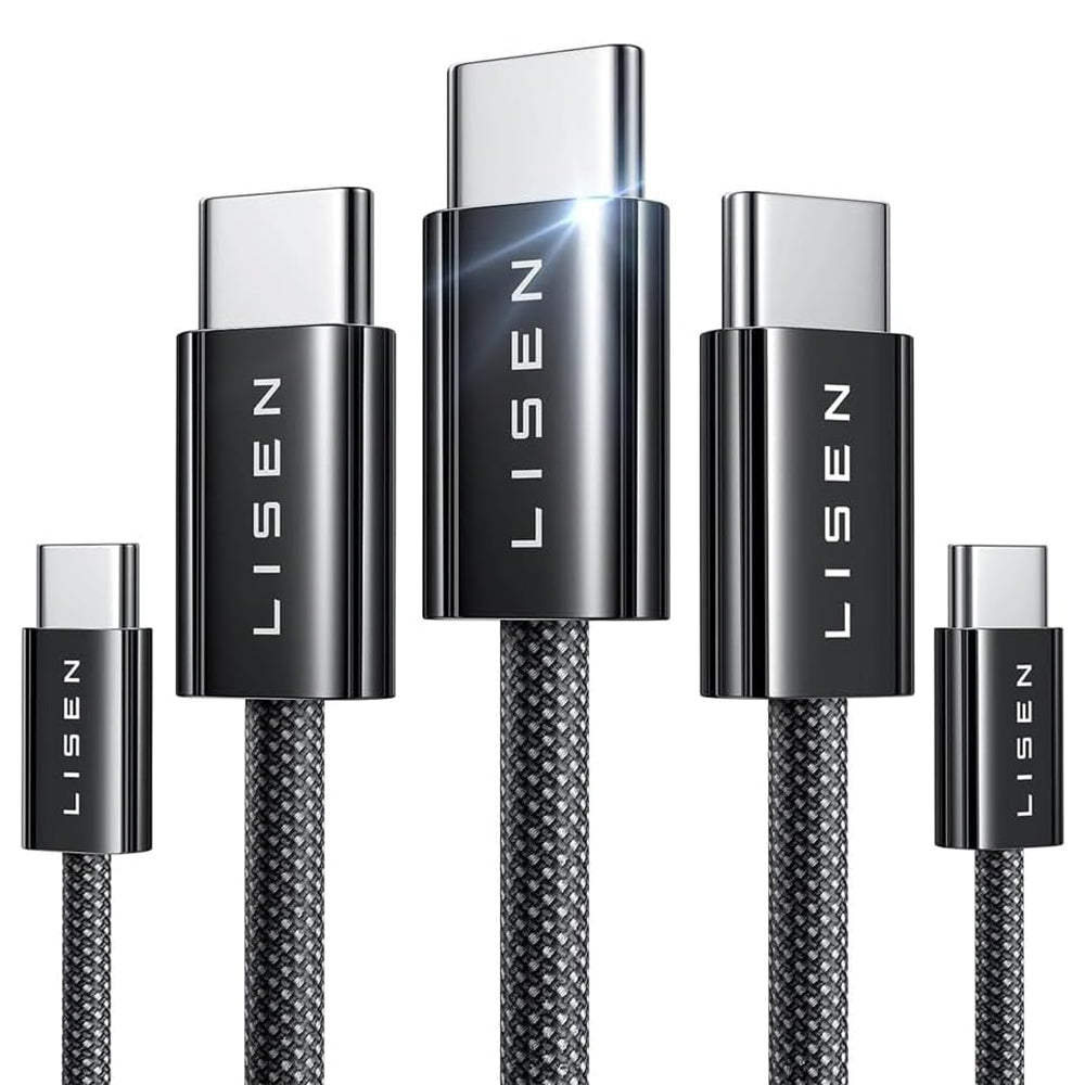 Kabl za prenos podataka i punjenje USB-C - USB-C Lisen, 60W, Set 5 komada (2 x 1m, 2 x 2m, 1 x 3m), Crni YL0123070010