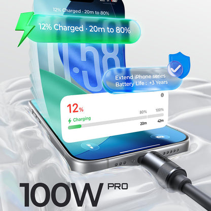 USB-C - USB-C kabl za prenos podataka i punjenje Lisen L115, 100W, 3m, Siva YL0126010031