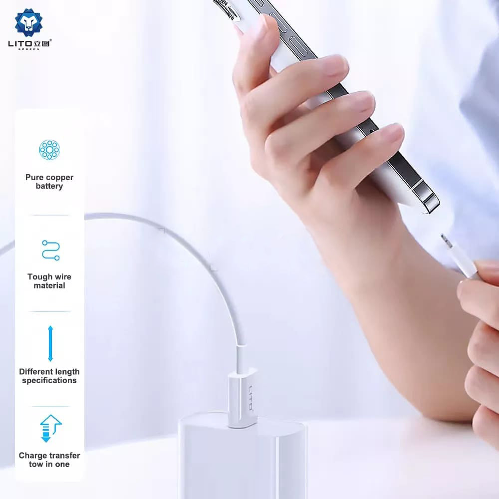 Kabl za podatke i punjenje USB-C - USB-C Lito, 18W, 2m, Beli