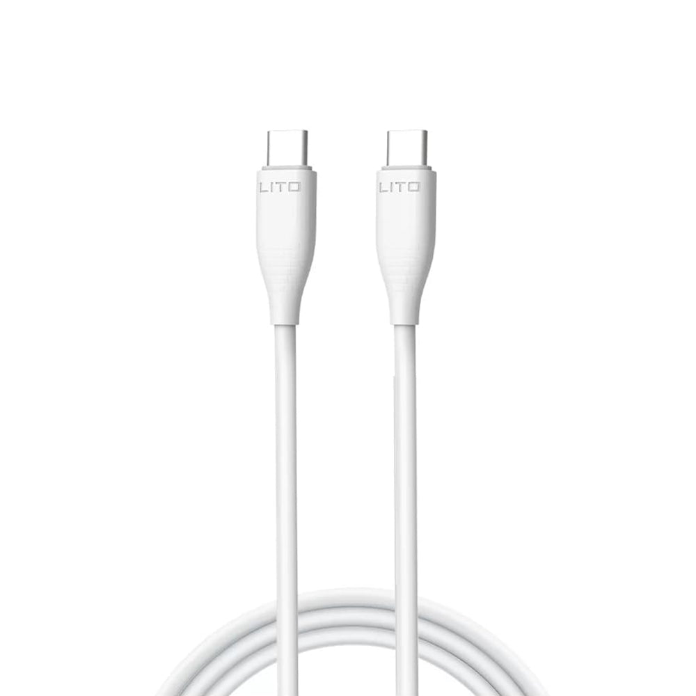 Kabl za prenos podataka i punjenje USB-C - USB-C Lito LD03, 60W, 1m, Bela