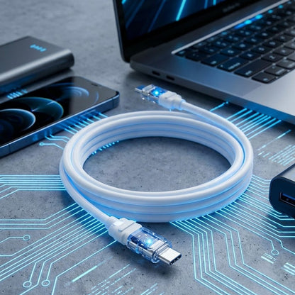 Kabl za Prenos Podataka i Punjenje USB-C - USB-C Lito LD05, 60W, 1m, Beli