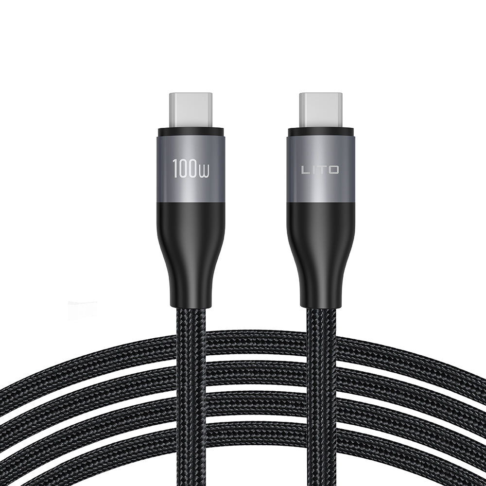 Kabl za podatke i punjenje USB-C - USB-C Lito LD25CC, 100W, 2m, Sivi
