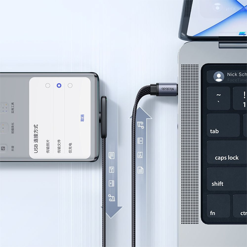 Kabl za podatke i punjenje USB-C - USB-C McDodo CA-3360 Angled, 65W, 1.2m, Crni